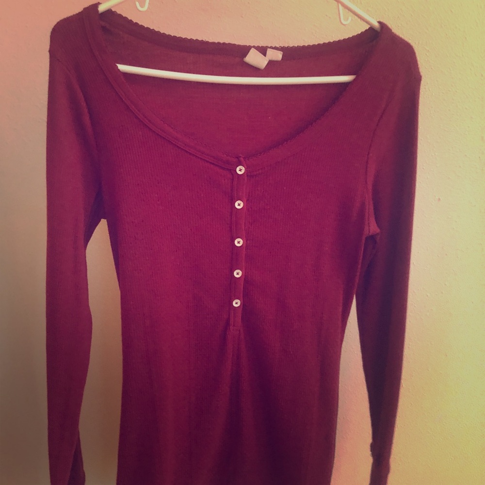 Red Scoop Neck Roxy Long Sleeve